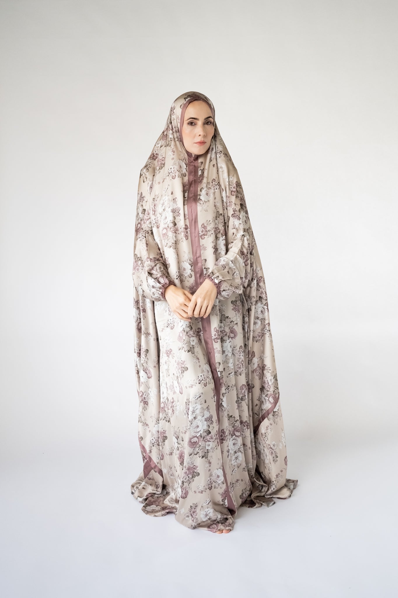 Rose floral one-piece prayer dress (Essence print) | Serenity Scarves