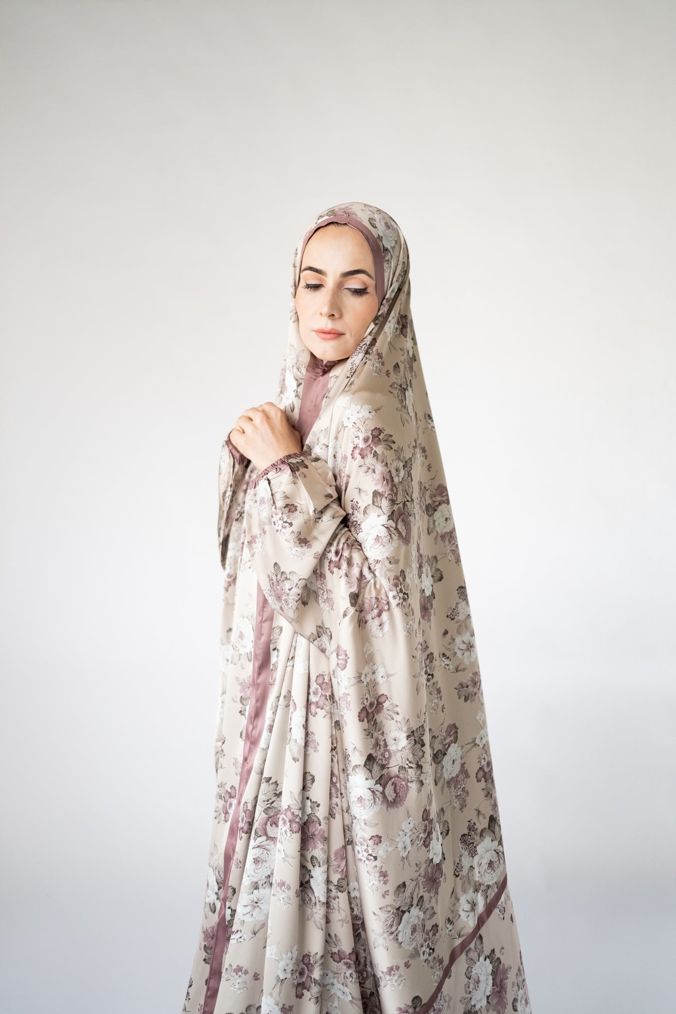 Rose floral one-piece prayer dress (Essence print) | Serenity Scarves