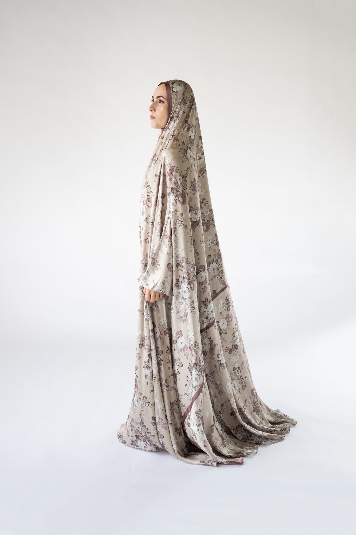 Rose floral one-piece prayer dress (Essence print) | Serenity Scarves