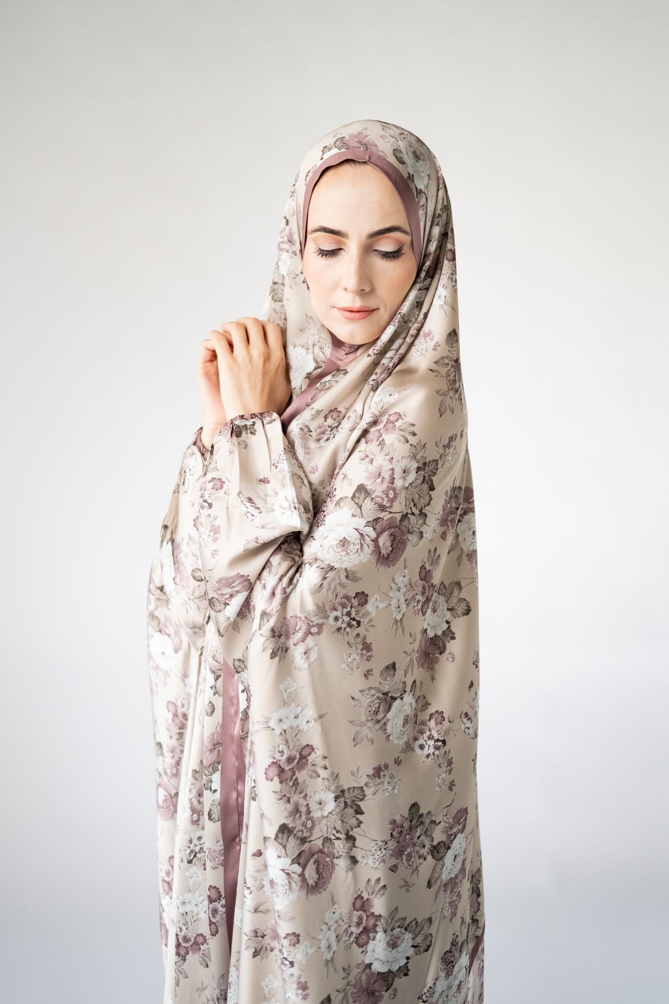 Rose floral one-piece prayer dress (Essence print) | Serenity Scarves