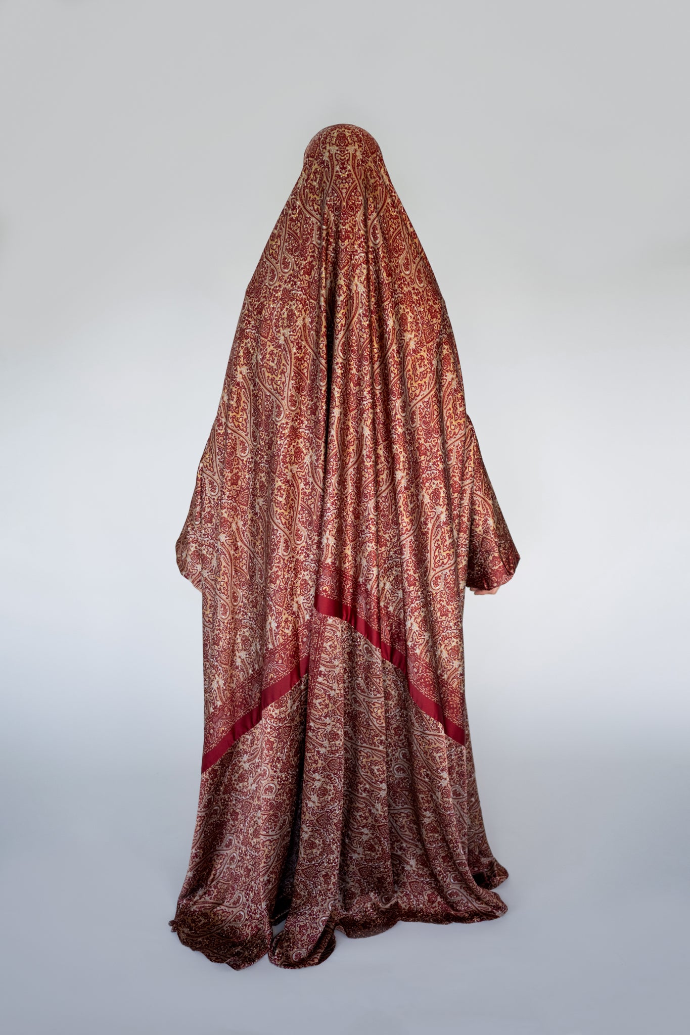 Burgundy one-piece prayer dress (Submission print) | Serenity Scarves