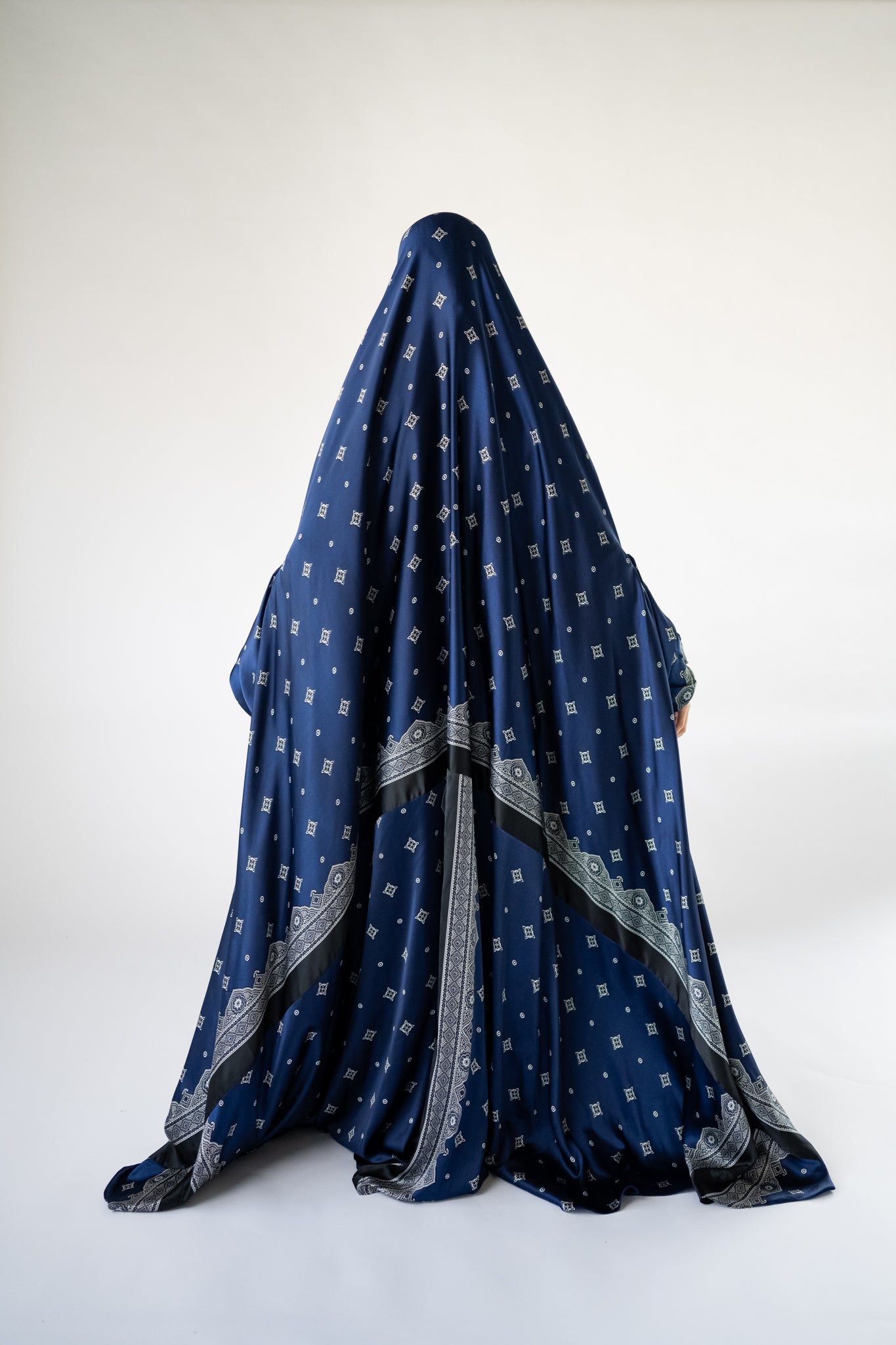 Sapphire blue one-piece prayer dress (Meditation print) | Serenity Scarves