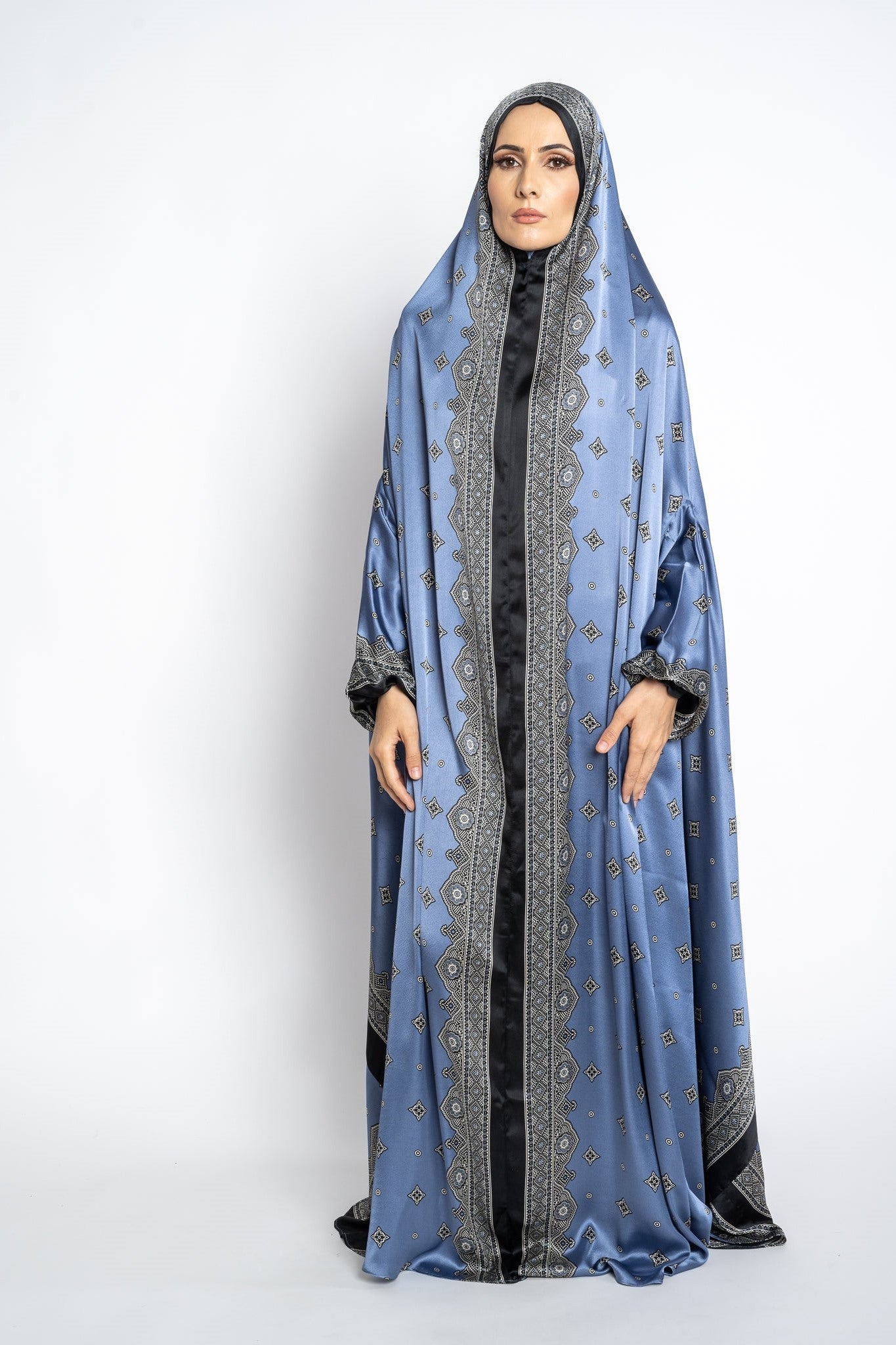 Violet Blue one-piece prayer dress (Meditation print) | Serenity Scarves