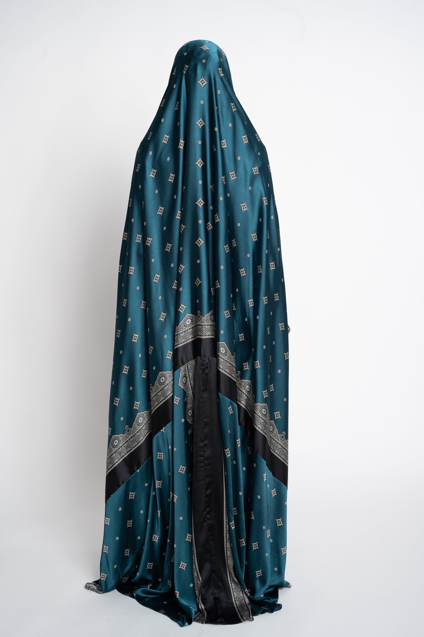 Teal one-piece prayer dress (Meditation print) | Serenity Scarves