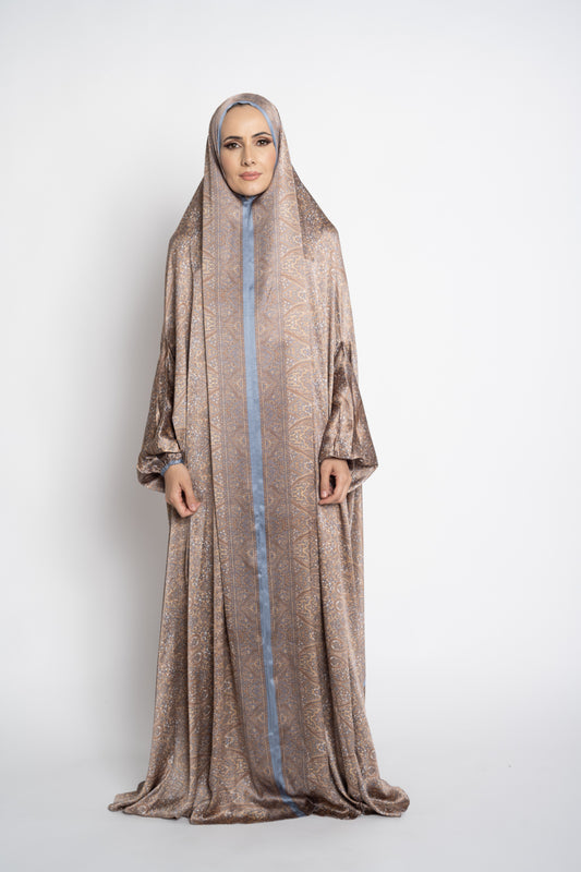 Copper and silver one-piece prayer dress (Submission print) | Serenity Scarves