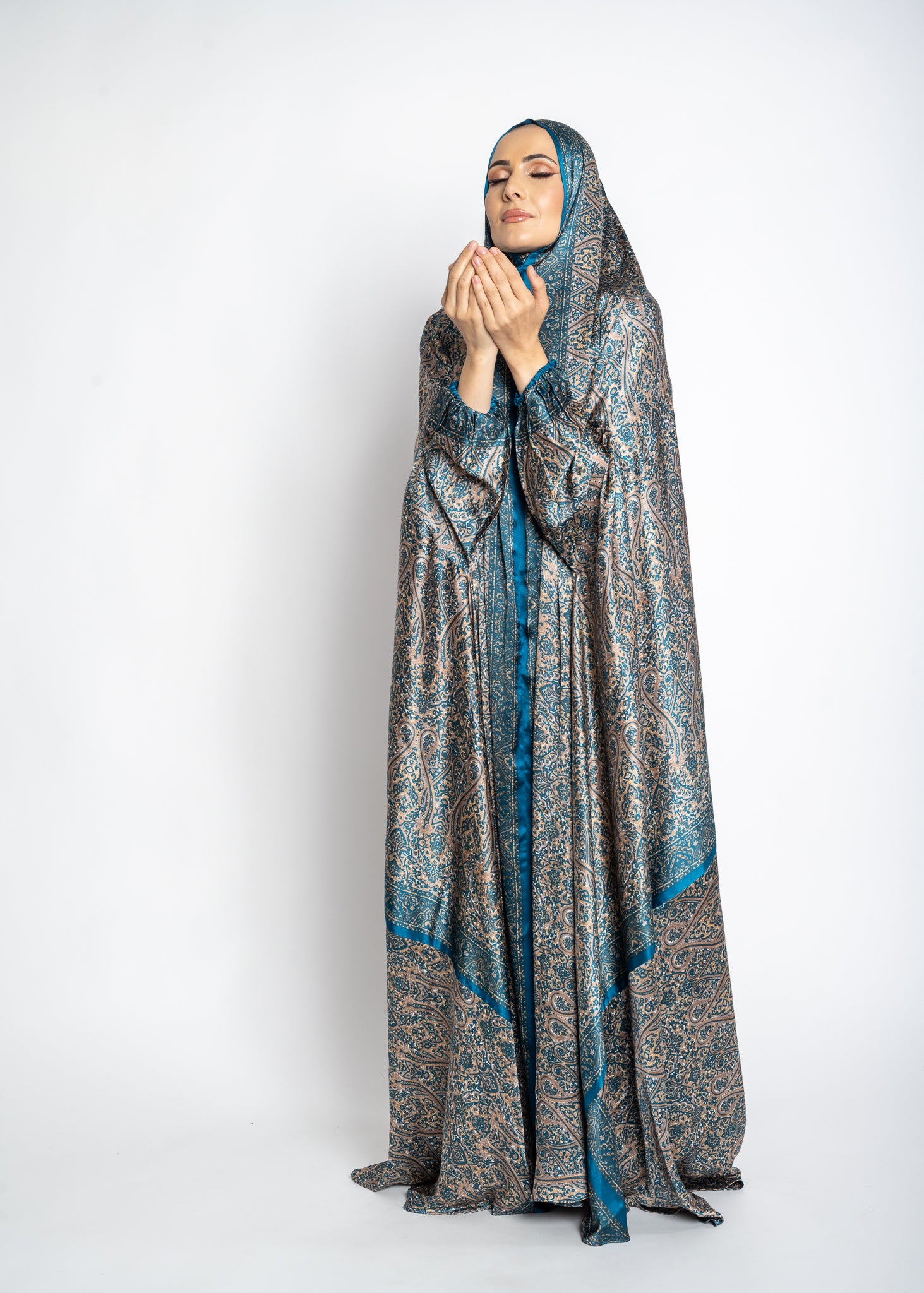 Teal one-piece prayer dress (Submission print) | Serenity Scarves