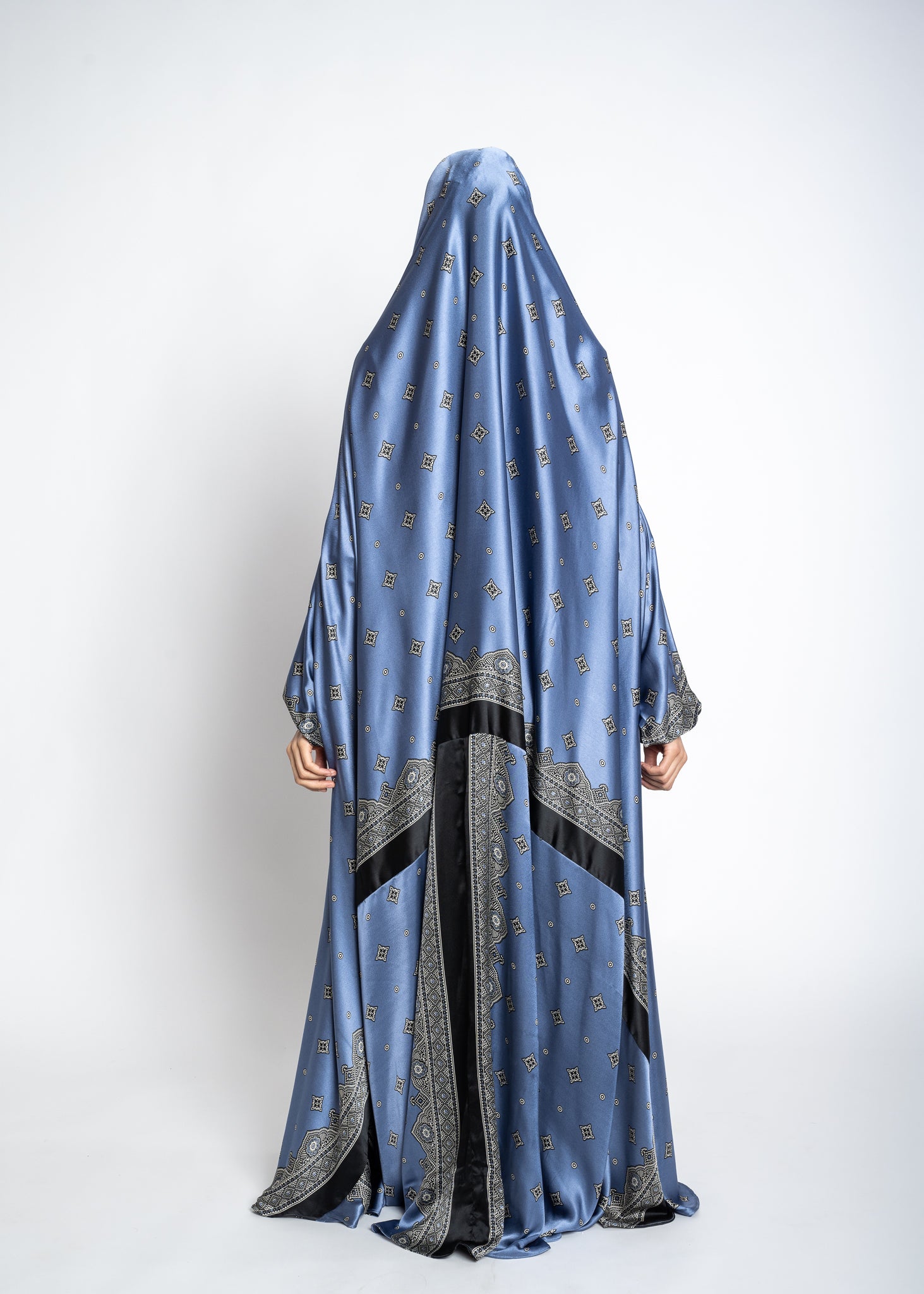 Violet blue one-piece prayer dress (Meditation print) | Serenity Scarves