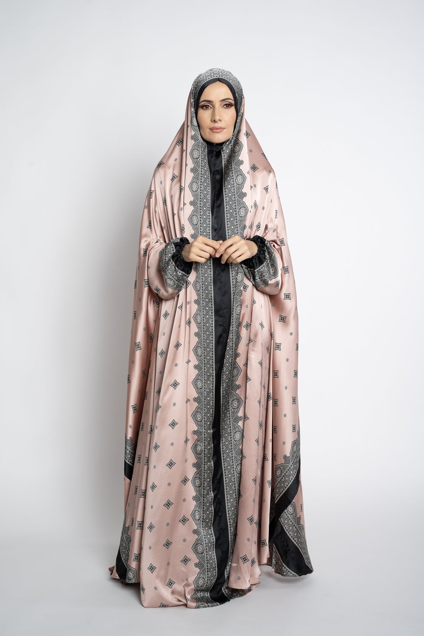 Blush pink one-piece prayer dress (Meditation print) | Serenity Scarves