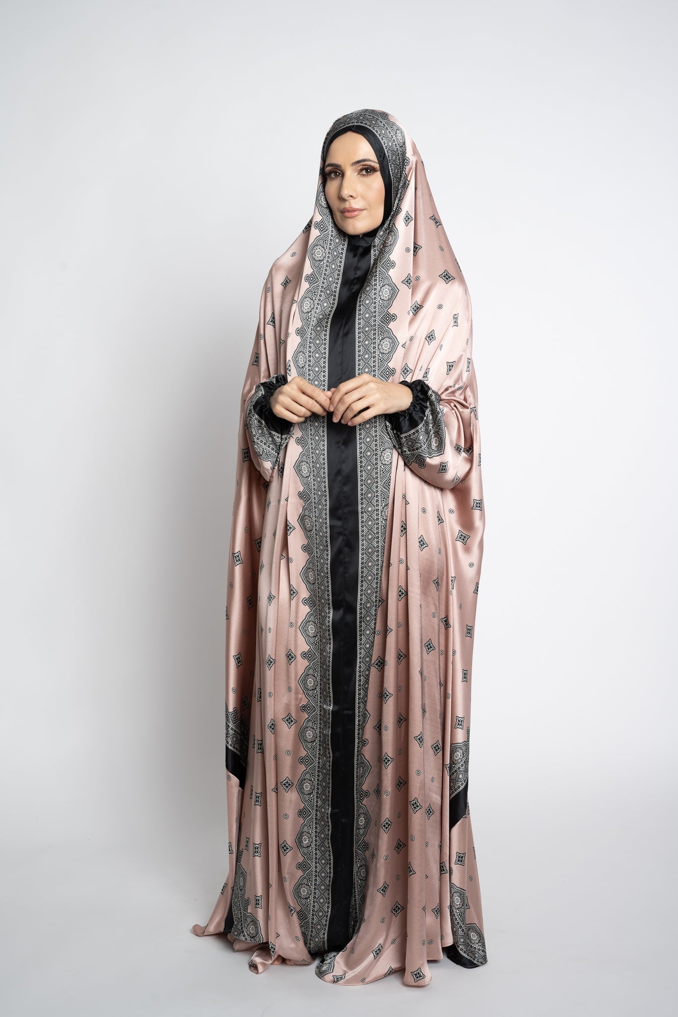 Blush pink one-piece prayer dress (Meditation print) | Serenity Scarves