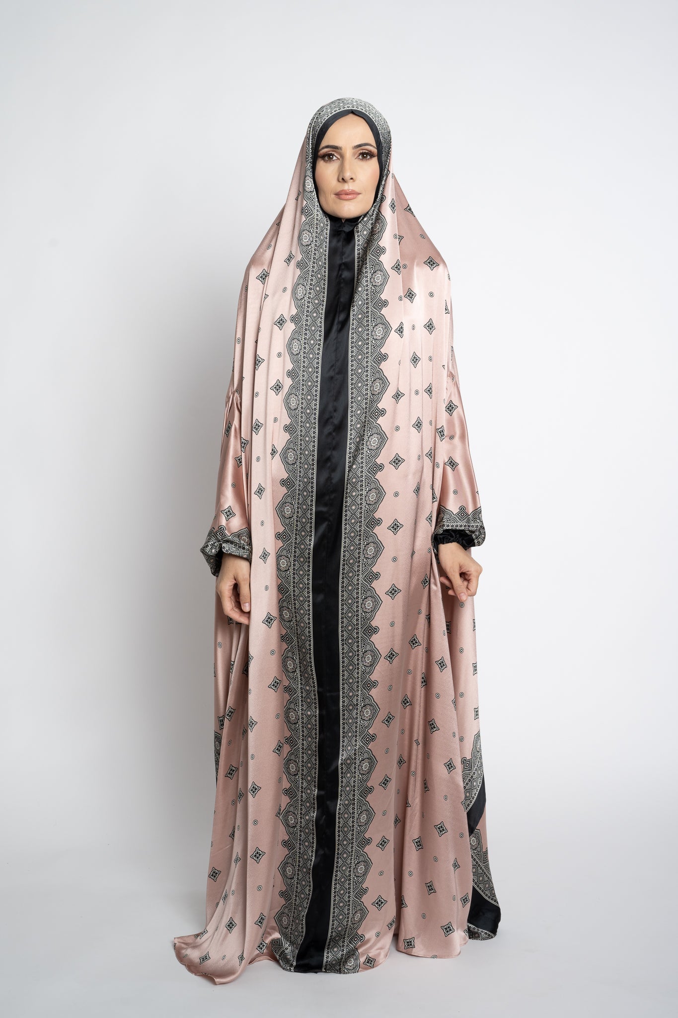 Blush pink one-piece prayer dress (Meditation print) | Serenity Scarves