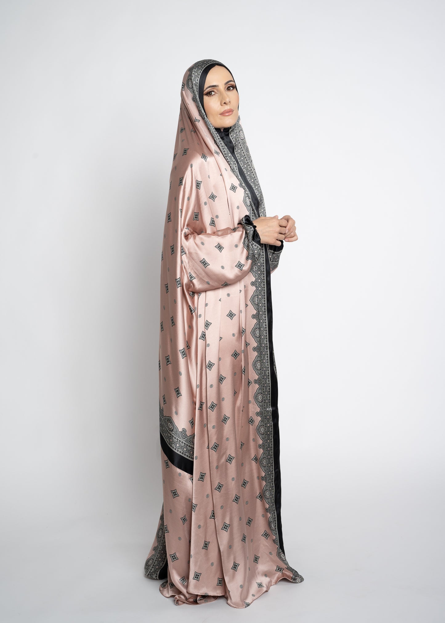 Blush pink one-piece prayer dress (Meditation print) | Serenity Scarves