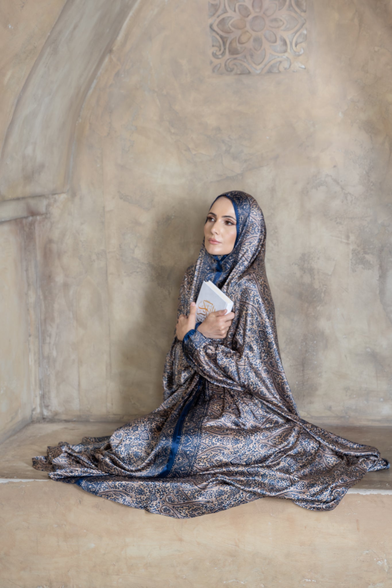 Sapphire blue one-piece prayer dress (Submission print) | Serenity Scarves