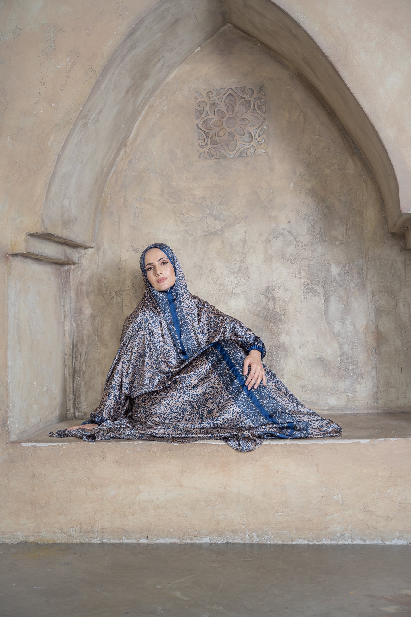 Sapphire blue one-piece prayer dress (Submission print) | Serenity Scarves