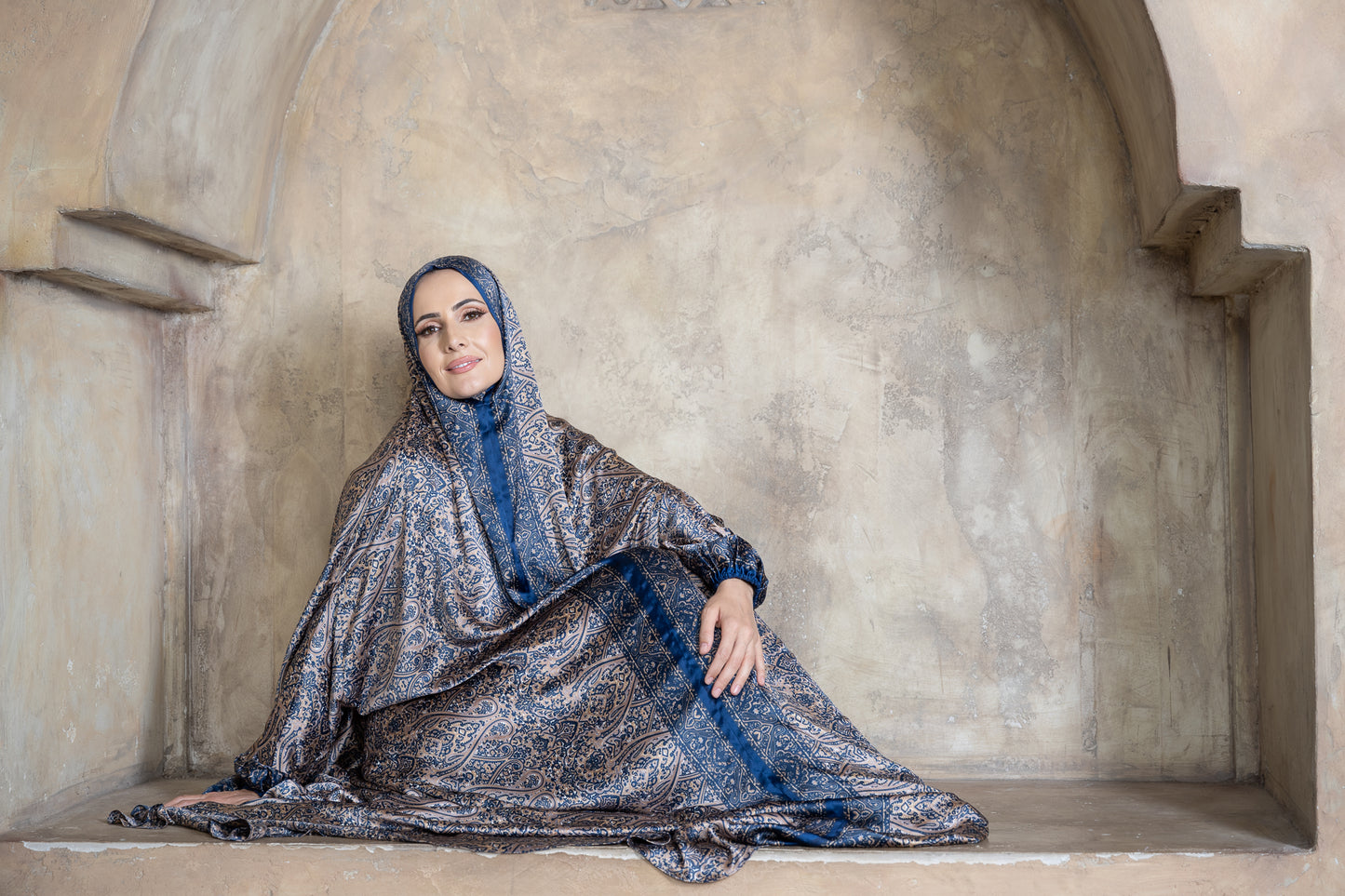 Sapphire blue one-piece prayer dress (Submission print) | Serenity Scarves