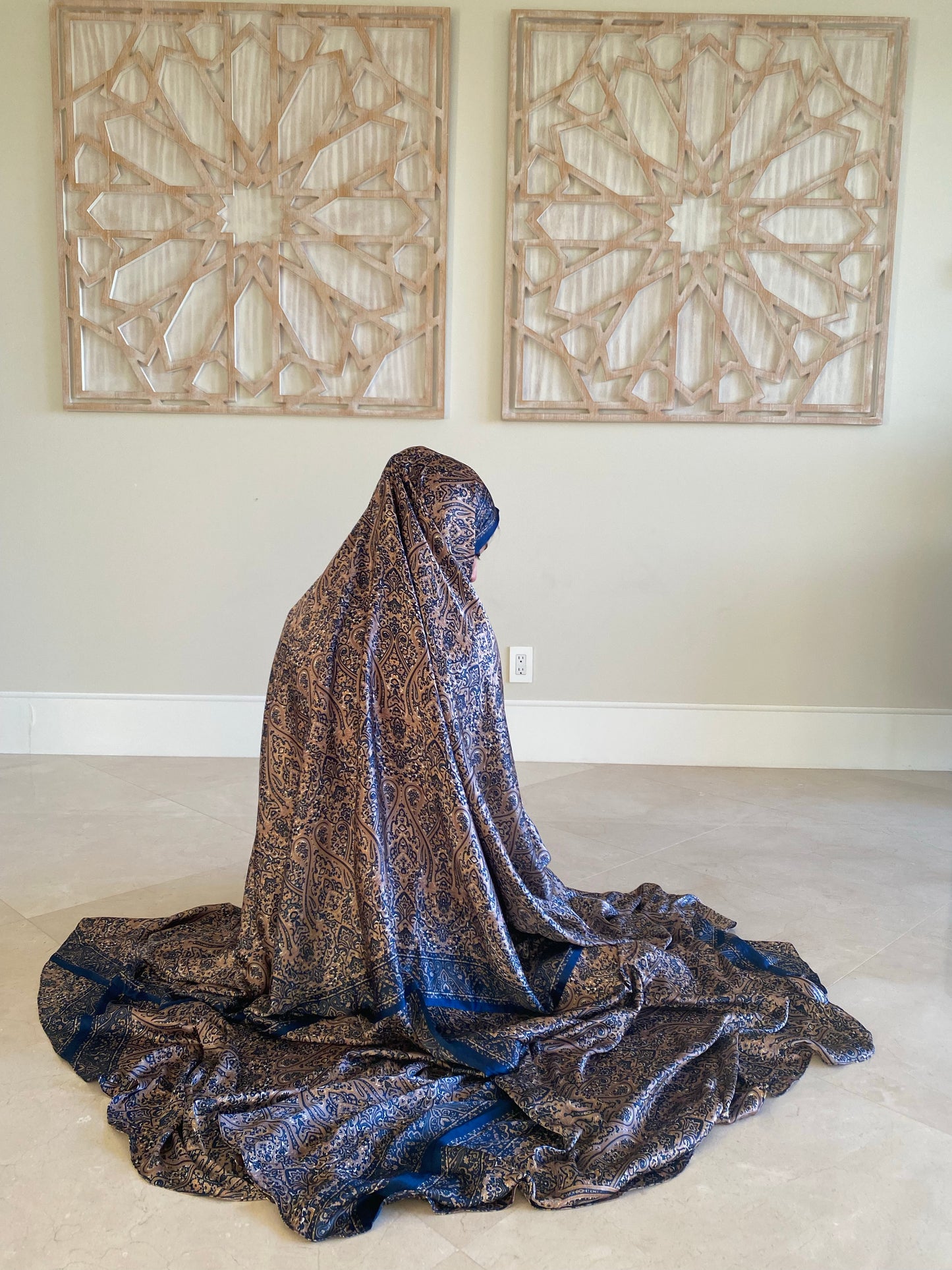 Sapphire blue one-piece prayer dress (Submission print) | Serenity Scarves